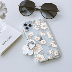 White and Gold Floral Clear iPhone Case