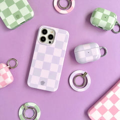 Lilac Vibe Checkered AirPod Case