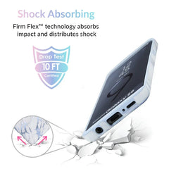 White Marble Blue Chrome Samsung Galaxy Case